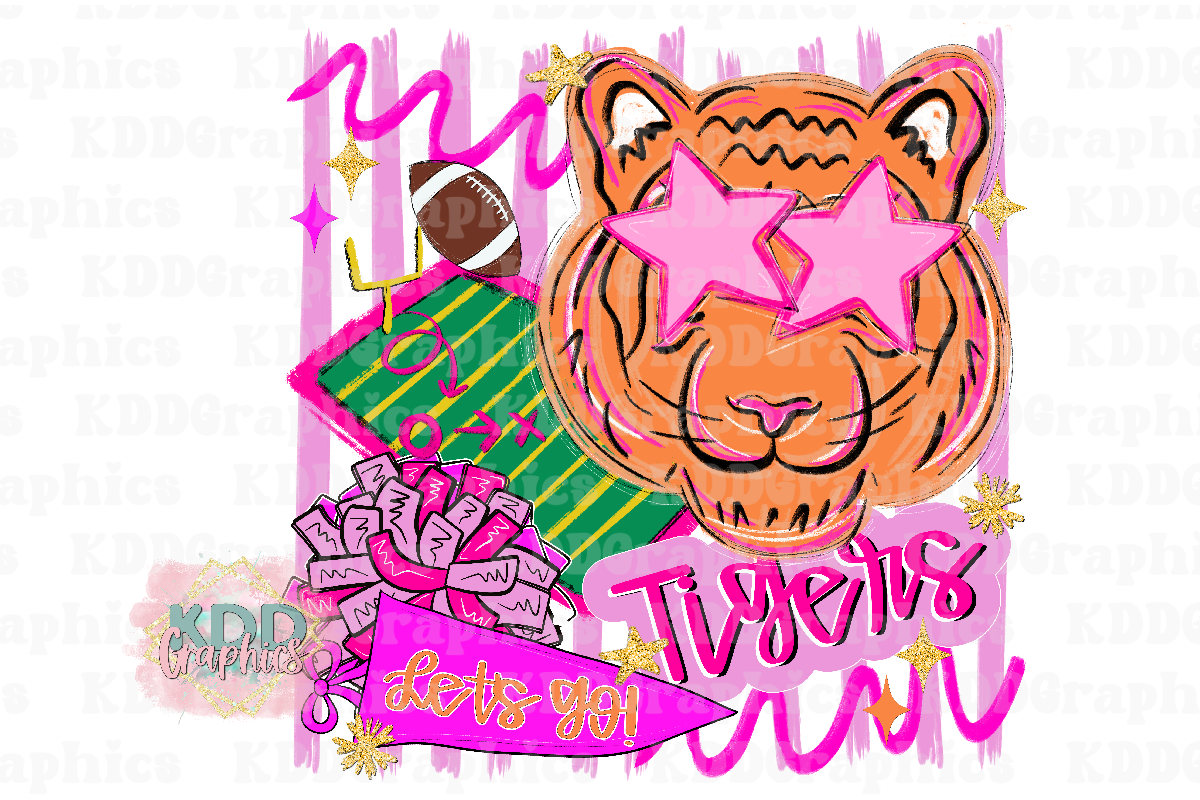 Pink Preppy Tiger Mascot PNG