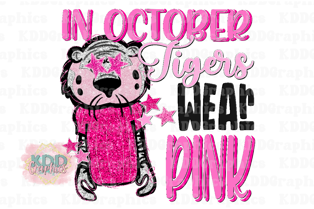 Preppy In October We Wear Pink - Tiger Mascot